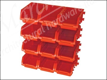 12 Plastic Storage Bins with Wall Mounting Rails