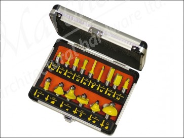 Tungsten Carbide Router Bit Set 15 in Case 1/2in Shank