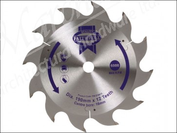 Circular Saw Blade TCT 190 x 16 x 12 Tooth