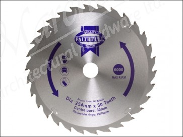Circular Saw Blade TCT 254 x 30 x 30 Tooth