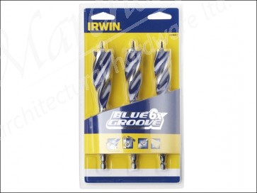 6X Blue Groove Wood Drill Bit 3 piece Set