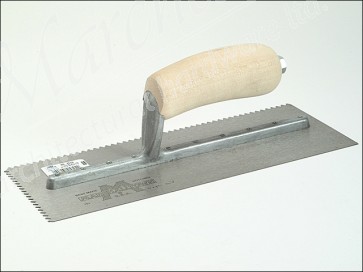 701S V Notched Trowel - Wooden Handle