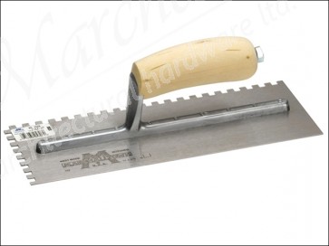 702S Square Notched Trowel - Wooden Handle