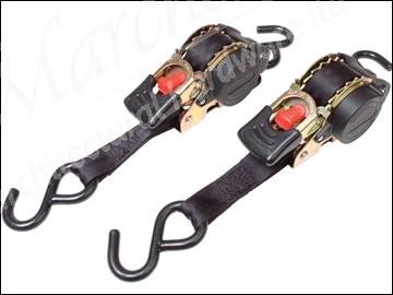 Retractable Ratchet Tiedown + S Hook 3m (2 Pack)