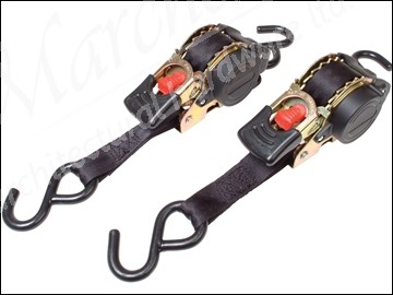 Retractable Ratchet Tiedown + S Hook 3m (2 Pack)