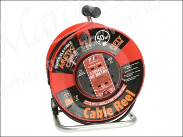 Heavy-Duty Cable Reel 50m 13a 4 Socket Thermal Cutout
