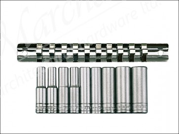 M1407 Deep Socket Metric Clip Rail Set 10 Piece - 1/4in Drive