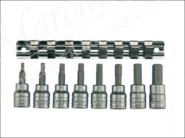 M3811 Socket Clip Rail AF Hex 8 Piece Set 3/8 Drive