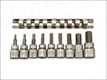 M3812 10 Piece Clip Rail Hex Key Socket Set Metric- 3/8in Drive