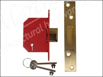 Strongbolt 2100S BS 5 Lever Mortice Deadlock 68mm 2.5in Satin Brass Boxed