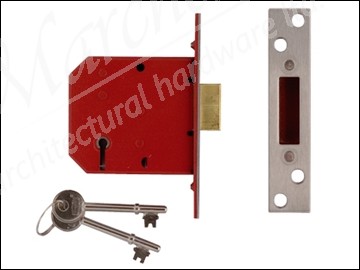 2101 5 Lever Mortice Deadlock Brass Finish 65mm 2.5in Boxed