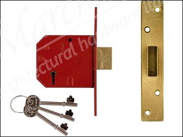 2134E 5 Lever BS Mortice Deadlock Brass Finish 67mm 2.5in Boxed
