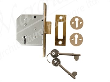 2177 3 Lever Mortice Deadlock Polished Brass 65mm 2.5in Visi Pack