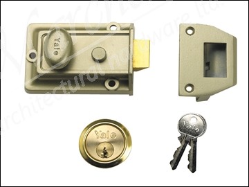 77 Traditional Nightlatch Electro Nickle Brass SC Cylinder 60mm Backset Boxed