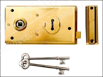 P401 Rim Lock Polished Brass Finish 138 x 76mm Visi Pack
