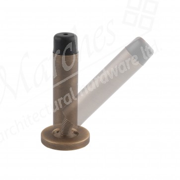 Sprung Wall Mounted Door Stop - 76mm - Antique Brass