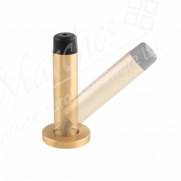 Sprung Wall Mounted Door Stop - 76mm - Satin Brass