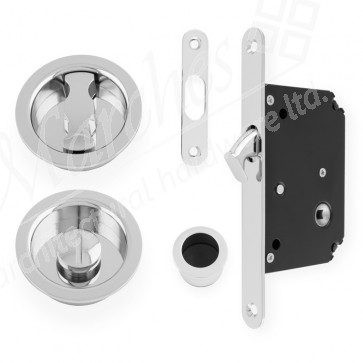 Sliding/Pocket Door Locking Kit - Polished Chrome