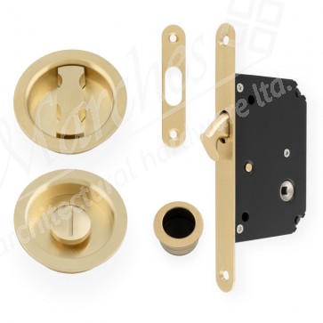 Sliding/Pocket Door Locking Kit - Satin Brass PVD