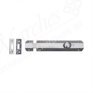 6" Surface Mounted Flat Bolt - Polished Chrome