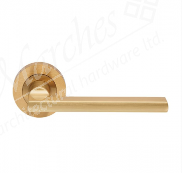 Trentino Lever Handle on Rose - Satin Brass