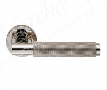 Varese Knurled Lever Handle on Rose - Polished Nickel 