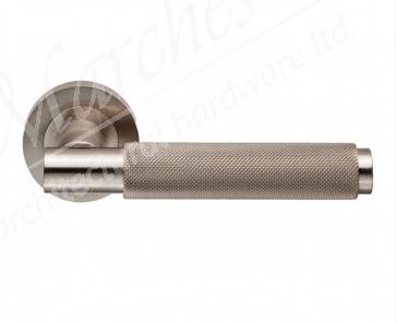 Varese Knurled Lever Handle on Rose - Satin Nickel