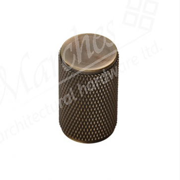 18mm Ã˜ Knurled Knob - Antique Brass