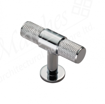 Knurled T-Bar Knob 50mm - Polished Chrome 