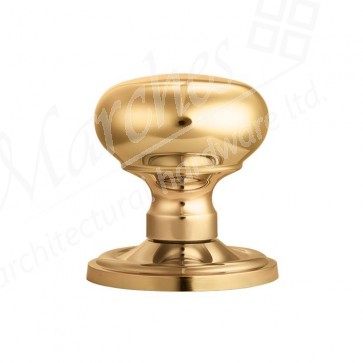 Mushroom Mortice Knob Concealed Fix Unsprung - Polished Brass
