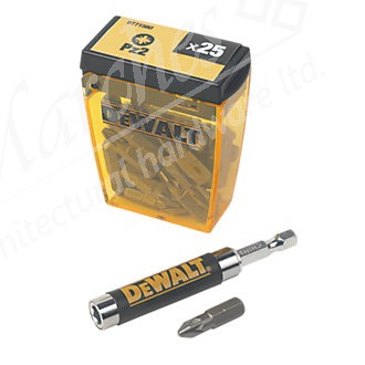 Dewalt Flip Box of 25 Pozi No.2 Bits and Magnetic Bit Holder