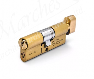 3* 37/37 Euro Thumbturn Cylinder - Satin Brass KD