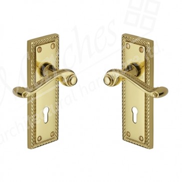 Georgian Lever Lock Handle - Polished Brass