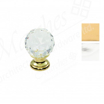 Lead Crystal Faceted Knob Clear - Various Finishes
