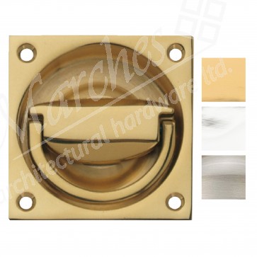 Flush Ring Pull Handle to Operate Mortice Latch 75 x 75 mm - Various Finishes