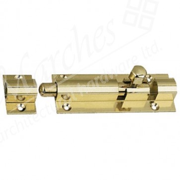 Straight Barrel Door Bolt - Polished Brass - Various Sizes