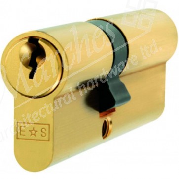 Double Euro Cylinder Key To Differ - Polished Brass