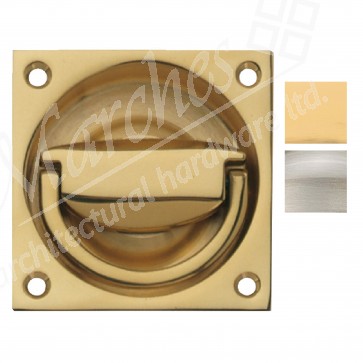 Flush Ring Pull Handle to Operate Mortice Latch 90 x 90 mm - Various Finishes 