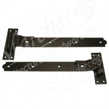 18" Cranked Hook & Band Hinges - Black (pair)