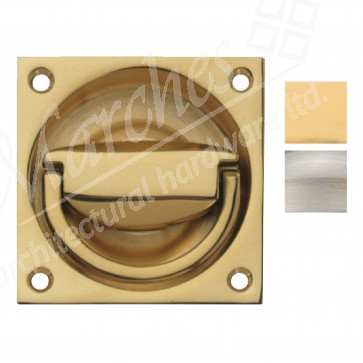 Flush Ring Pull Handle to Operate Mortice Latch 65 x 65 mm - Various Finishes