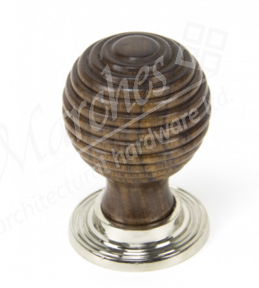 Rosewood and Polished Nickel Beehive Cabinet Knob