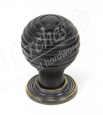 Ebony and Antique Brass Beehive Cabinet Knob