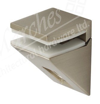 Glass Shelf Clamp Support - wall fixings - Satin Nickel