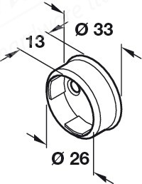 Wardrobe Rail Socket End Support - Chrome Plated (2)