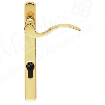 Scroll Euro Espag Handles (92mm Centres) Right Handed - Polished Brass