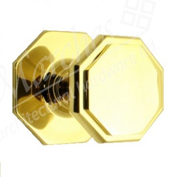 Octagonal Centre Door Knob - Polished Brass