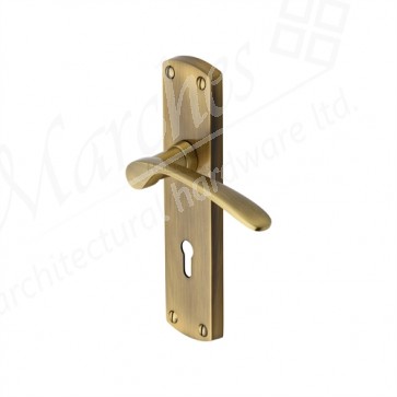 Diplomat Lever Handle on Backplate - Antique Brass