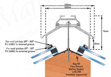 Exitex Aluminium Cresfinex MK4 Ridge 3m - Grey (Ral 9023)