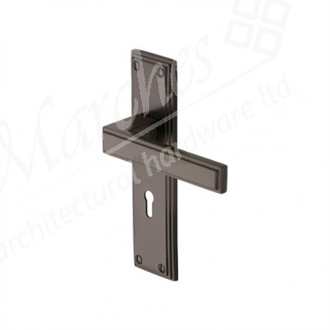 Stepped Art Deco Lever Handle on Backplate - Matt Bronze