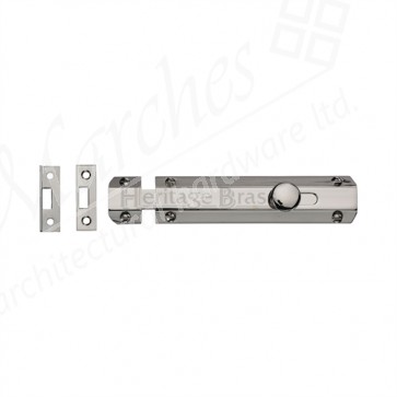 Surface Mounted Flat Bolts - Polished Nickel - Various Sizes